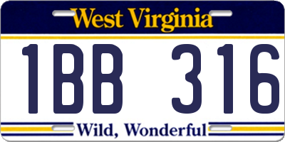 WV license plate 1BB316