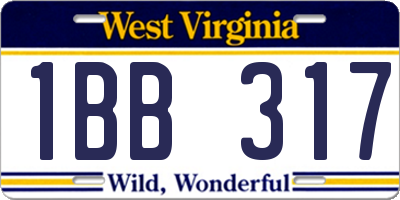 WV license plate 1BB317