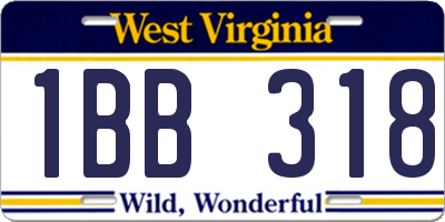 WV license plate 1BB318