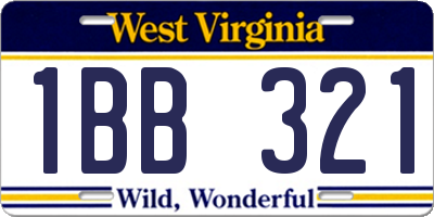 WV license plate 1BB321