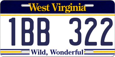 WV license plate 1BB322