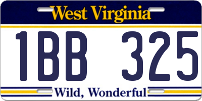 WV license plate 1BB325