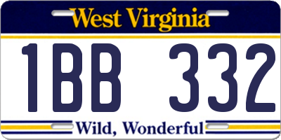 WV license plate 1BB332