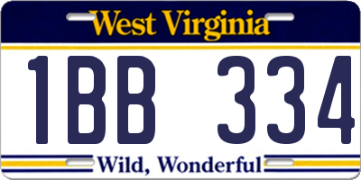 WV license plate 1BB334