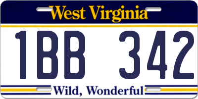 WV license plate 1BB342