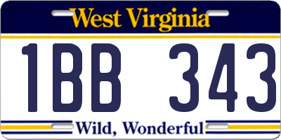 WV license plate 1BB343