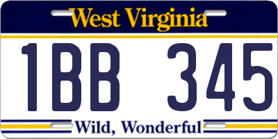 WV license plate 1BB345