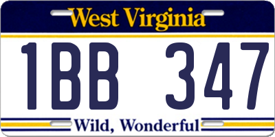 WV license plate 1BB347