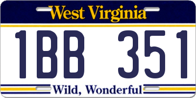 WV license plate 1BB351