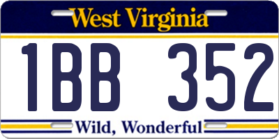 WV license plate 1BB352