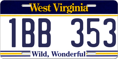 WV license plate 1BB353
