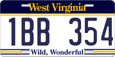 WV license plate 1BB354