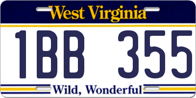 WV license plate 1BB355