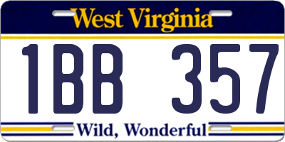 WV license plate 1BB357