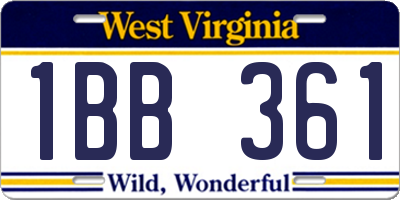 WV license plate 1BB361
