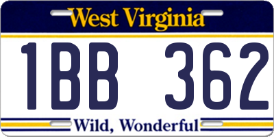 WV license plate 1BB362