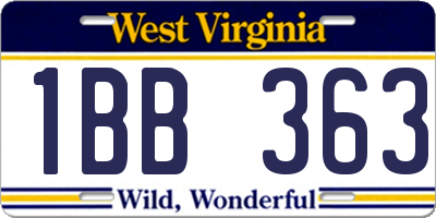 WV license plate 1BB363