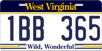 WV license plate 1BB365
