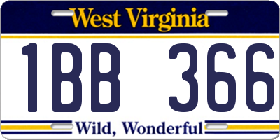 WV license plate 1BB366