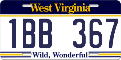 WV license plate 1BB367