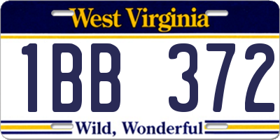 WV license plate 1BB372