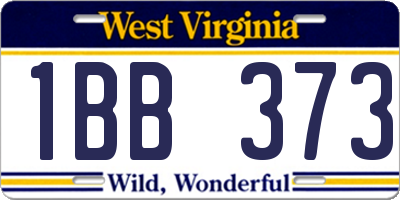 WV license plate 1BB373