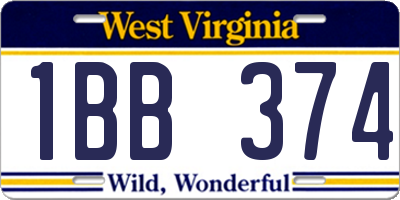 WV license plate 1BB374