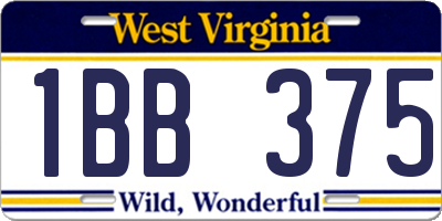 WV license plate 1BB375