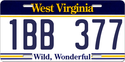 WV license plate 1BB377