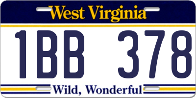 WV license plate 1BB378