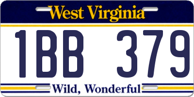 WV license plate 1BB379