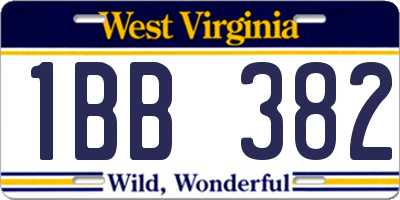 WV license plate 1BB382