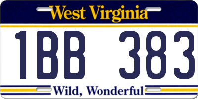 WV license plate 1BB383