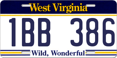 WV license plate 1BB386
