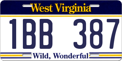 WV license plate 1BB387