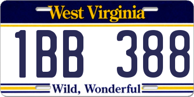 WV license plate 1BB388