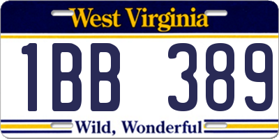 WV license plate 1BB389