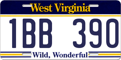 WV license plate 1BB390