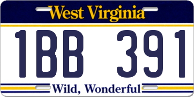 WV license plate 1BB391