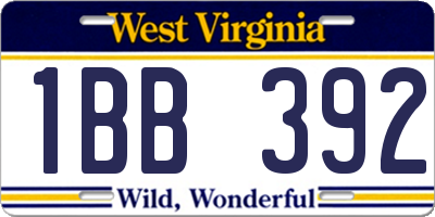 WV license plate 1BB392