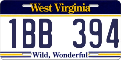 WV license plate 1BB394