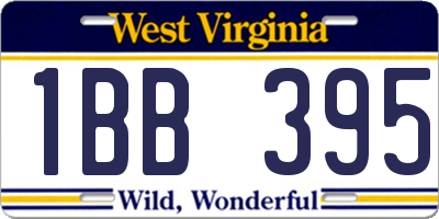 WV license plate 1BB395