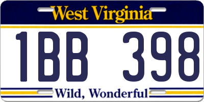 WV license plate 1BB398