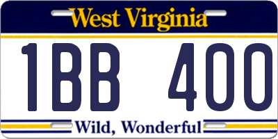 WV license plate 1BB400