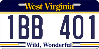 WV license plate 1BB401