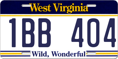 WV license plate 1BB404