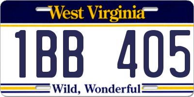 WV license plate 1BB405