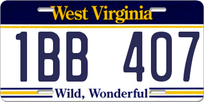 WV license plate 1BB407