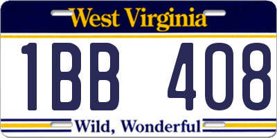 WV license plate 1BB408