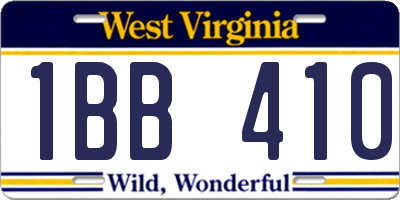 WV license plate 1BB410